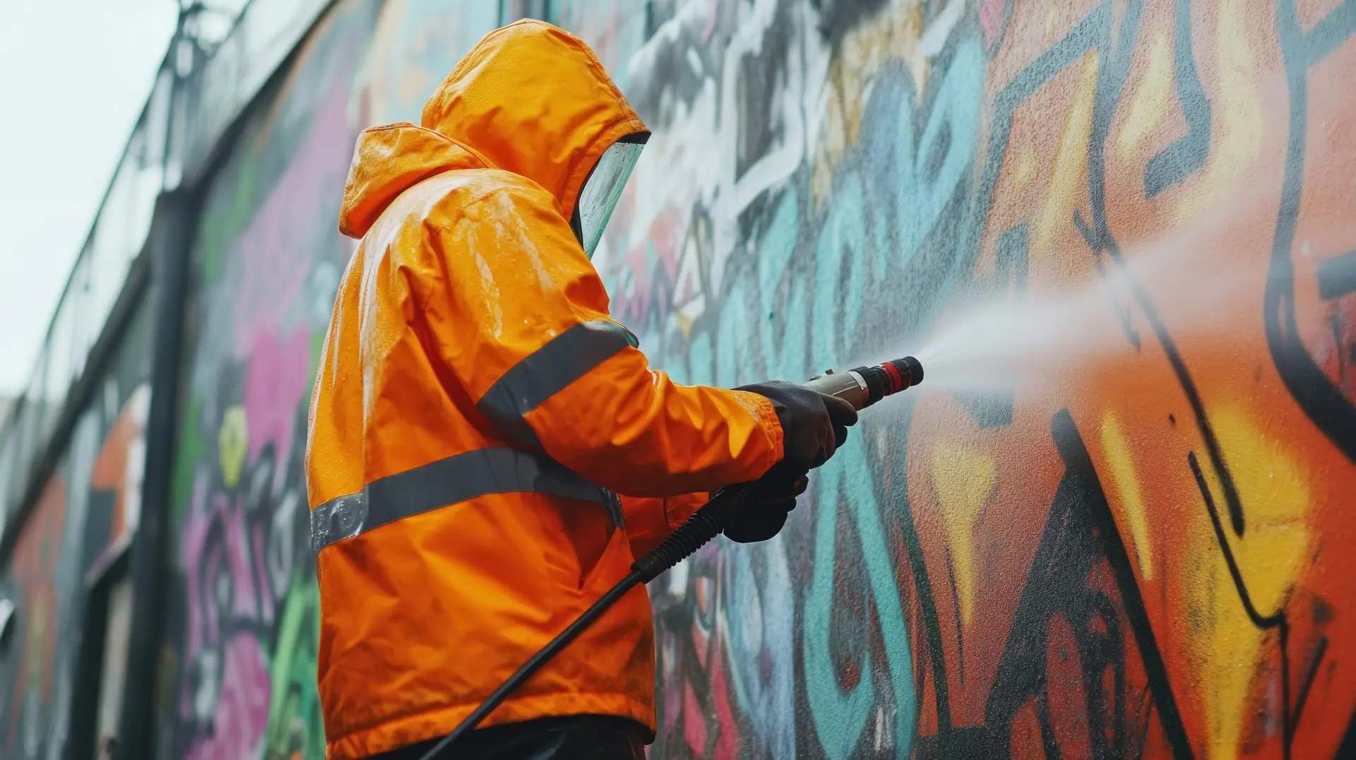 Limpieza de grafitis en la calle